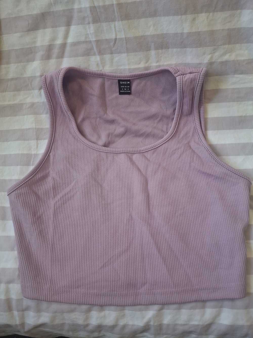 SHEIN Lilac Ribbed Cropped Tank Top